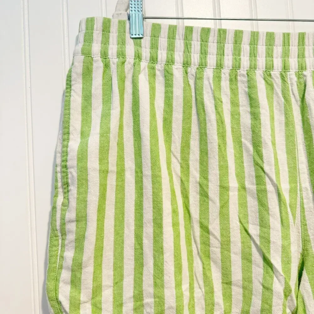 Old Navy Striped Linen Shorts Green White Pull On Plus Size 2X - Picture 2 of 6